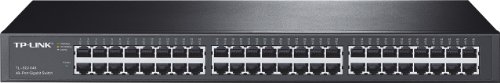 TP-Link 48 Port Gigabit Ethernet Switch | Plug and Play | Sturdy Metal w/ Shielded Ports | Rackmount | Fanless | Traffic Optimization | Unmanaged (TL-SG1048) , Black