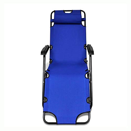 Sunlounger, Folding Sun Lounger 2 pcs with Footrests Steel Blue - Thumbnail 3