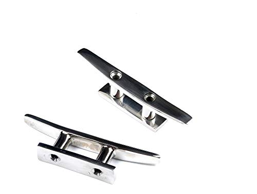 Thorn Mooring Boat Dock Cleat Marine Stainless Steel Flat Top 2 Holes (8-in,2-Pack)