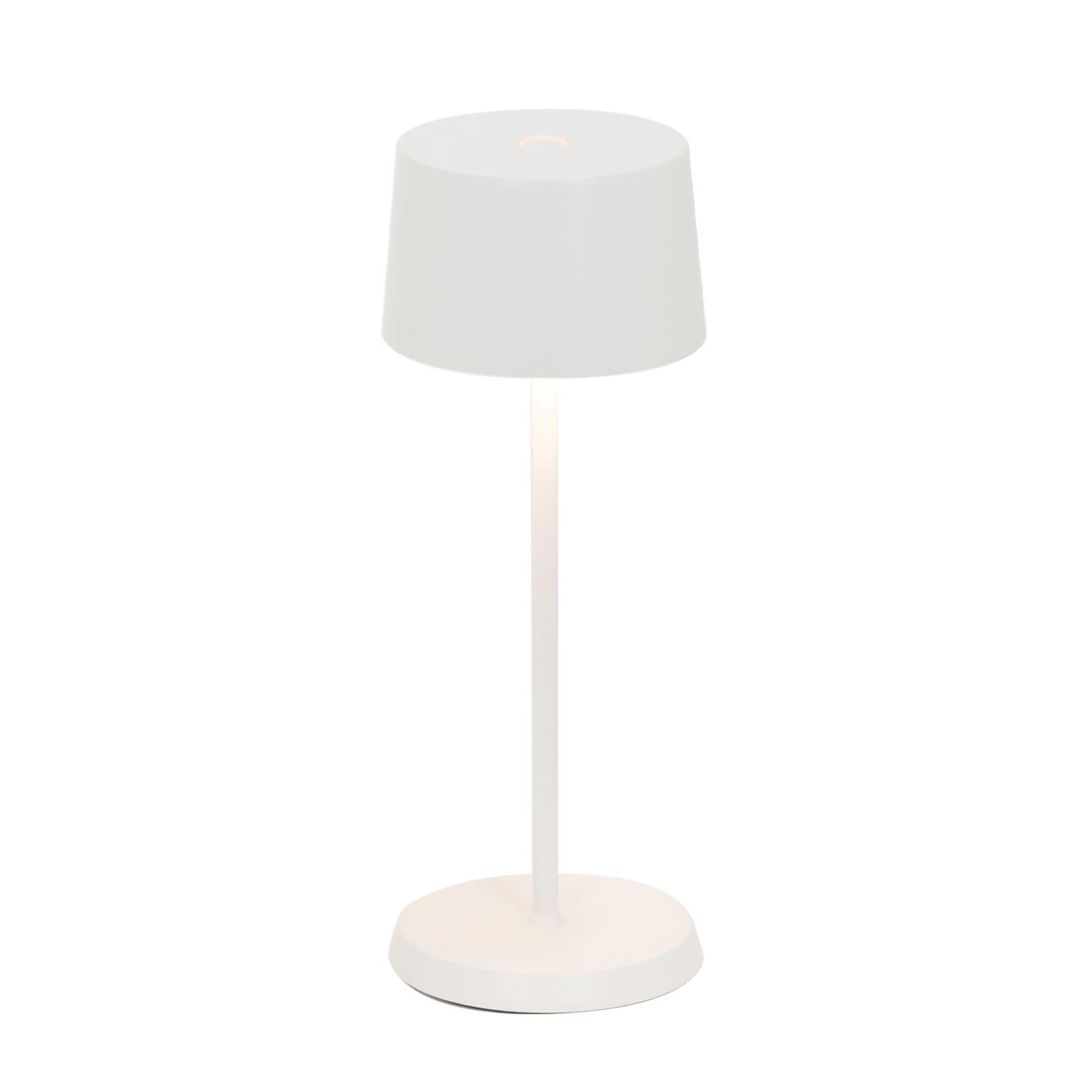 Zafferano, Olivia Micro Lamp, Cordless Rechargeable Table Lamp with Touch Control, for Indoor and Outdoor Use, Dimmer, 2200-3000 K, Height 20 cm, Colour White