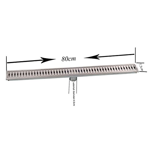 Fyeer Linear Shower Drain Floor Drain Bars Drain Strainers with Removable Grate, 32-Inch, Brushed 304 Stainless Steel
