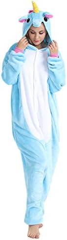 Qute Unicorn Kigurumi Pajamas (Great Value)- Unisex Costume Animal &amp; Disney Character Pyjamas (L (5'54" ~ 5'84")/169cm ~ 178cm, Blue)