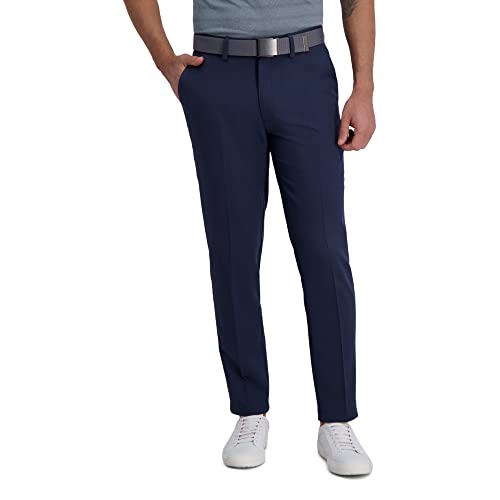Haggar Cool Right Performance Flex Solid Slim Fit Flat Front Pant Pantaloni Casual, Inchiostro, W36 / L32 Uomo