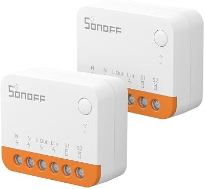 MINIR4 WIFI Interrupteur Sans Fil, 2 Voies Interrupteur Intelligent Micromodule, Mode Détacher le Relais, Contrôle APP, Mini Smart Switch Compatible avec Alexa, Google Home,10A/2200W (2 Pack)