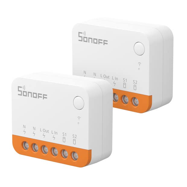 MINIR4 Smart Wlan Schalter 2PCS, WiFi Schalter mit Timing-Funktion, Relay Split Mode, 2.4G WiFi, Neutralleiter erforderlich, Funktioniert mit Alexa/Google Home, Fernbedienung über eWeLink App