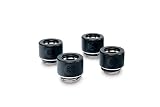 EKWB EK-HDC Compression Fitting for EK Rigid Tubing, 12mm OD, Black, 4-Pack