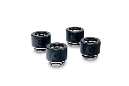 EKWB EK-HDC Compression Fitting for EK Rigid Tubing, 12mm OD, Black, 4-Pack