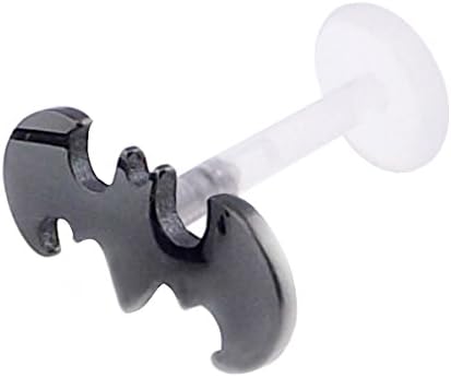 Batman Superhero Bioflex push fit Tragus | Helix | Lip piercing Labret bar 16g 1.2mm
