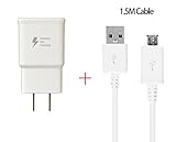 Allezintl, Samsung Galaxy S6 / Galaxy S7 Edge / Galaxy S7 / Note 5 / Galaxy S6 Active Charger Fast Micro USB 2.0 Cable Kit- {Fast Wall Charger+ 5 FT Usb Cable} Up to 50% faster charging