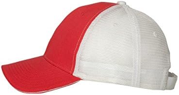 Cotton Twill Trucker Cap With Mesh Back and A Sleek Trim on front of the Bill - Unisex - Red/White