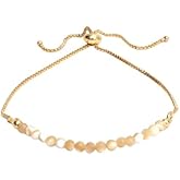 Gempires Bolo Birthstone Bracelets for Women, 14K Gold Plated Bolo Bracelet, Adjustable, Dainty & Hypoallergenic with Genuine Gemstone Beads, gift for her