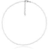 Ziper Women Bohemian White Beaded Choker Glass Necklaces Jewelry Gifts for Mom Girlfriend
