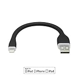 dCables Apple Certified Bendy & Durable Short (7 inch) USB Cable for iPhone 6, 6 Plus, 5, 5c, 5s, iPad 4, iPad Air, Mini, iPod Touch 5, Nano 7 - Bendy Charger Cable for Lightning Port to USB - Black