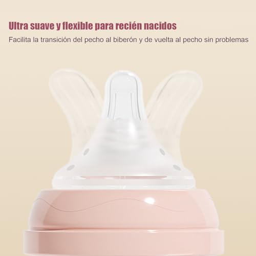 Glass Baby Bottles, Anti-Colic Bottles, 3 Months+, 240 ml, with Medium Flow Nipple 2 (M) Silicone, Lightweight and Easy to Clean, BPA Free, Pack of 2 - White