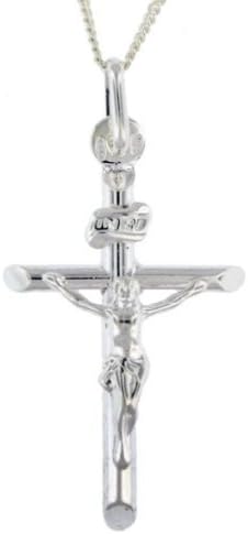 Crucifix Sterling Silver 1.6 cm x 2.5 cm high and chain. Silver Silver Cross. Silver Pendant. Commuion Gift. Confirmation Gift. Baptism Gift.Sterling Silver Pendant.