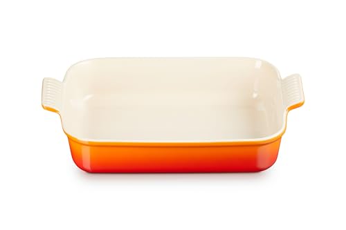 Le Creuset Rechteckige Auflaufform Tradition aus Steinzeug, 32 cm, 2.31 kg, Ofenrot, 71102320900001