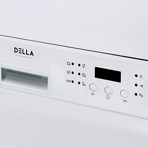 DELLA 6 Place Settings Compact Coutertop Dishwasher Mini Dish Washer Rack and Silverware Basket, White - Thumbnail 4