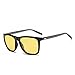 HD Night Vision Polarized Sunglasses Square Yellow Lens Aluminum Magnesium Temple Spring Hinges Driving Sun Glasses Men Women Classic Retro Glasses (Night Vision Lens/Bright Black Frame)