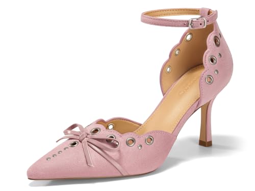 Coutgo Women's Pink Suede Stiletto Heels