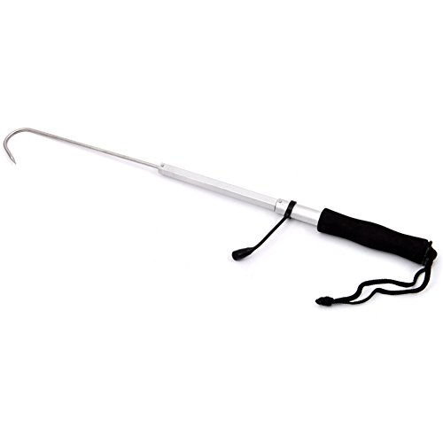 Zehui Portable Stainless Sea Fishing Telescopic Retractable Fish Gaff Tackle Spear Hook Fishing Gripper Tool Silver 90Cm