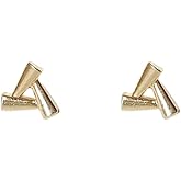 UELSTA Minimalist Triangle Bar Stud Earrings for Women Sustainable 14K Gold Plated Recycled Brass Hypoallergenic 925 Sterling Silver Posts PVD Coated Geometric & Modern 5mm