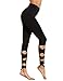 SweatyRocks Women Legging Cutout Tie Cuff Slim Yoga Pants Jogger Workout Tights, Black, Large