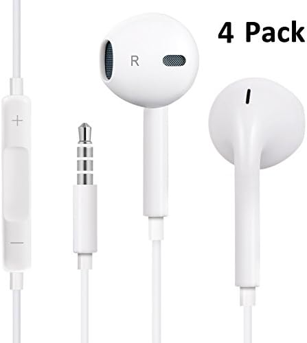 iPhone Headphones,4Pack Woitech Premium Quality Earbuds Earphones with Mic Fully Compatible with iPhone SE 6 6s 6 Plus 6s Plus, iPhone 5s 5c 5, iPad /iPod