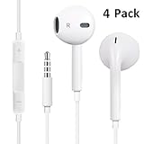 Woitech 03w011301 iPhone Headphones,4Pack  Premium Quality Earbuds Earphones with Mic Fully Compatible with iPhone SE 6 6s 6 Plus 6s Plus, iPhone 5s 5c 5, iPad /iPod