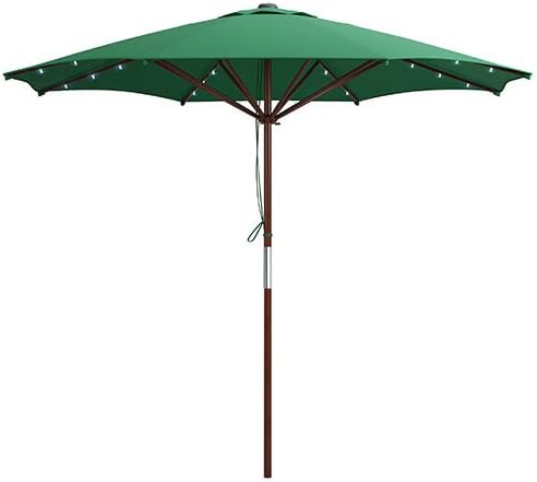 Corliving Collapsible 8 6 Ft Wooden Patio Umbrella With Led Lights Green Amazon Ca Home Kitchen