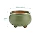 T4U Small Green Ceramic Succulent Planter Pots with Drainage Hole Set of 6, Spring Glaze Porcelain Handicraft Plant Holder as Gift for Mom Sister Daughter for Home Office Garden Desktop Decoration