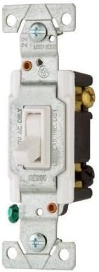 EatonC1303-7LTW-L Lighted Grounding Toggle Switch, 120 Vac, 15 A, 3 Way, White