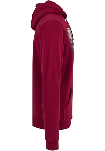 Felpa con Cappuccio da Uomo, Felpa Uomo con Tasca a Canguro, Felpa Felpata a Manica Lunga con Stampa, Pullover in Pile di Cotone Senza Zip, Colore: ruby, Taglia: M
