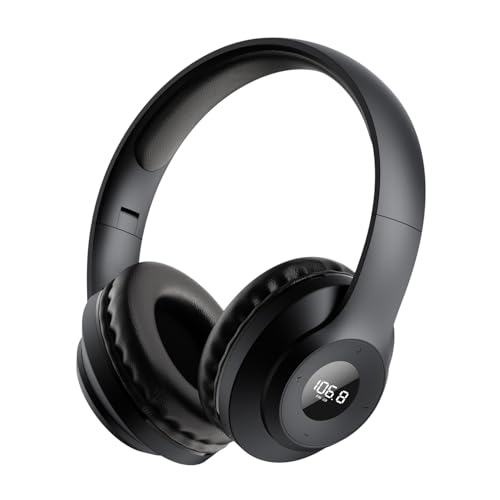 Photo 1 of X5 Rechargeable & Portable FM Radio Headphones with Best Reception,LED Display,Soft Ear Muffs, FM Headset Radio Receiver for Meeting, Works, Hiking, Jogging (Black)