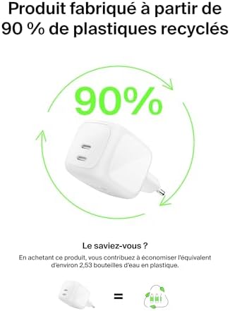 BoostCharge Pro Chargeur USB C 67 W, Chargeur GaN 2 Ports