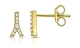 Diamond Accent Eiffel Tower Stud Single Ear Earring