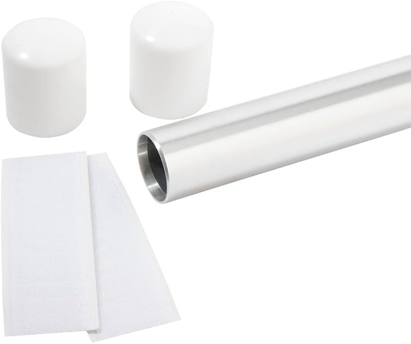 Flagpole Hardware - Silver Aluminum Color Guard Flag Pole 6 Ft Set with Plastic White End Cap Tips and Fastener Strips for Color Guard Silk Flags, Standard Lightweight Practice Pole