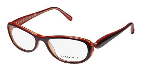 Koali 7183k Womens/Ladies Rxable Premium Quality Designer Full-rim Eyeglasses/Eye Glasses (51-16-130, Plum / Transparent Orange / Mulberry)