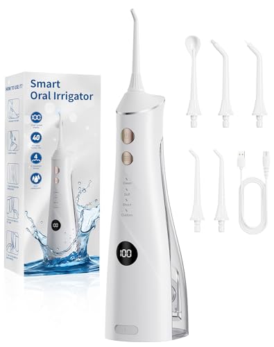 Dental Water Flosser 2025 Test Winner 5 Jet Nozzles and 4 Modes, Dental Hygiene and Interdental Cleaning, Oral Hygiene, Large Tank, IPX7 Waterproof for Home and Travel