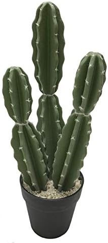 Artificial Faux Succulent Cactus Potted Indoor Decoration Green Plant Living Room Office Decor with Black Planter 18.5" …