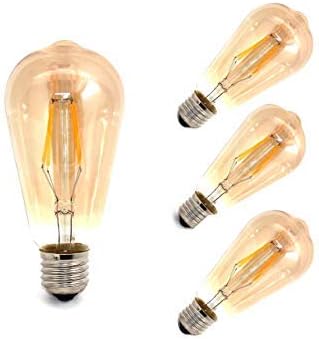 4 x 4 W LED E27 Bulbs Filament, Package of 4 Units, Vintage Lighting