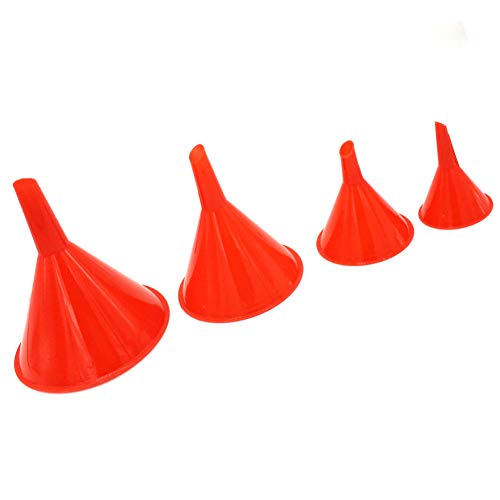 Oil Funnel Kitchen Tools,wanshenGyi 4Pcs Transmission Fluid Liquid Gas Oil Filter Funnel Kitchen Gadgets Tools Set - Red