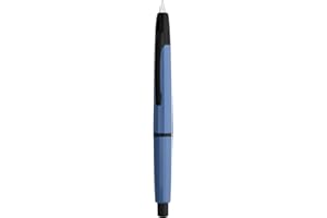 EROFA Majohn A2 Press Fountain Pen Extra Fine Nib with Box, Retractable Blue Resin Ink Pen with Converter Writing Set (Black Clip Version）
