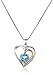 Sterling Silver and 14k Yellow Gold Gold Blue Topaz and Diamond Heart Pendant Necklace (.007 cttw, I-J Color, I2-I3 Clarity), 18