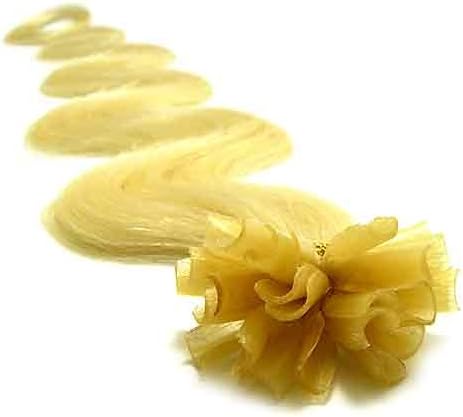 200 Strands Wavy Body Wave Pre Bonded U Nail Tip Fusion Remy Human Hair Extensions 22" Inches # 22 Light Blonde Color