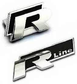 BENZEE B056 Car Styling Accessories Chromed Emblem Badge Decal Sticker R Racing Front Grille + Back Rline R Line Black Back For VW Volkswagen B5 B6 MK4 MK5 MK6 Golf 5 6 7 CC Scirocco
