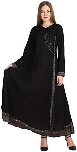 ABAYA 4EVER Women's Latest Nida Febric Abaya Burkha with Stoal in black colour.