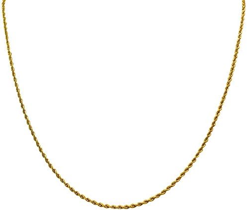1mm thick 14k gold plated on solid sterling silver 925 Italian ROPE chain necklace bracelet anklet with lobster claw clasp - 15, 20, 25, 30, 35, 40, 45, 50, 55, 60, 65, 70, 75, 80, 85, 90, 95, 100cm