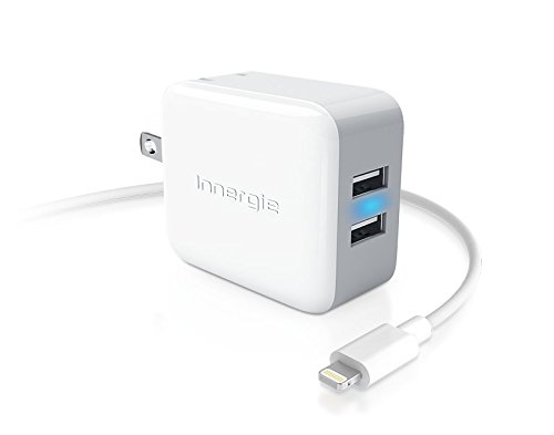 Innergie PowerCombo Pro 21W USB Wall Charger, Dual-port 4.2A Output & Foldable Plug with 1m Apple Lightning Cable for iPhone, iPad and More Devices | Portable, Travel-Well, Fit In Your Bag | White