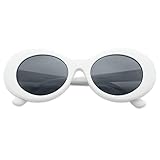 Original Classic Dark Oval Lens Kurt Cobain Inspired Nirvana Bold Trending Sunglasses (White | Black, 65)