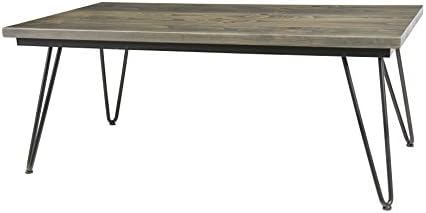 Premium Coffee Table w/ Hairpin Metal Legs, Pine Solid Wood Top - Unmatched Quality - Handcrafted in the USA by Amish Artisan Furniture Makers - Lifetime Guarantee, Contemporary, Industrial Modern